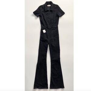 We The Free x Free People Nwt Black Mamba Flare Jayde Short Sleeve Jumpsuit